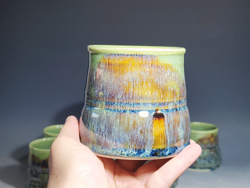 Set of Two (2) Hand Thrown Pottery Wine Cups - Image 6