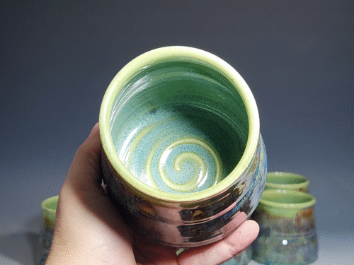 Set of Two (2) Hand Thrown Pottery Wine Cups - Image 5