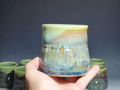 Set of Two (2) Hand Thrown Pottery Wine Cups - Image 3
