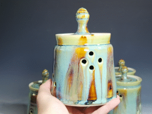 Hand Thrown Ceramic Garlic Keeper, Handmade Pottery Kitchen Decor
