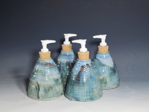 Hand Thrown Pottery Liquid Soap Dispenser, Handmade Bathroom Ceramic Soap Holder, Rustic Hand Soap Pump, Dish Soap, Each