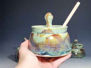 Handmade Pottery Lidded Honey Jar