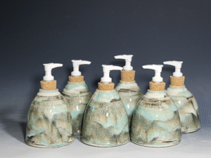 Hand Thrown Pottery Liquid Soap Dispenser, Handmade Bathroom Ceramic Soap Holder, Rustic Hand Soap Pump, Dish Soap, Each