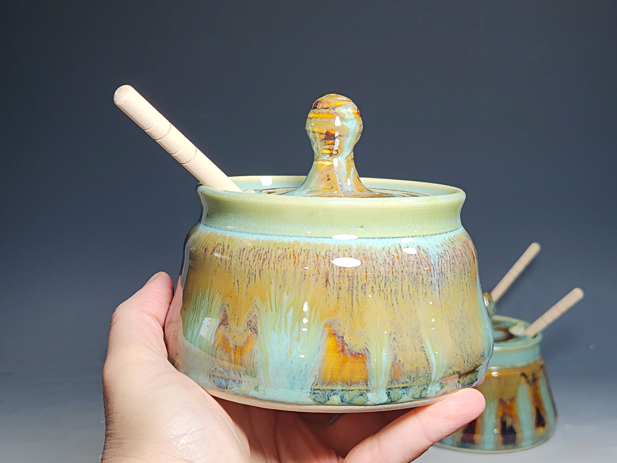 Handmade Pottery Lidded Honey Jar - Image 14