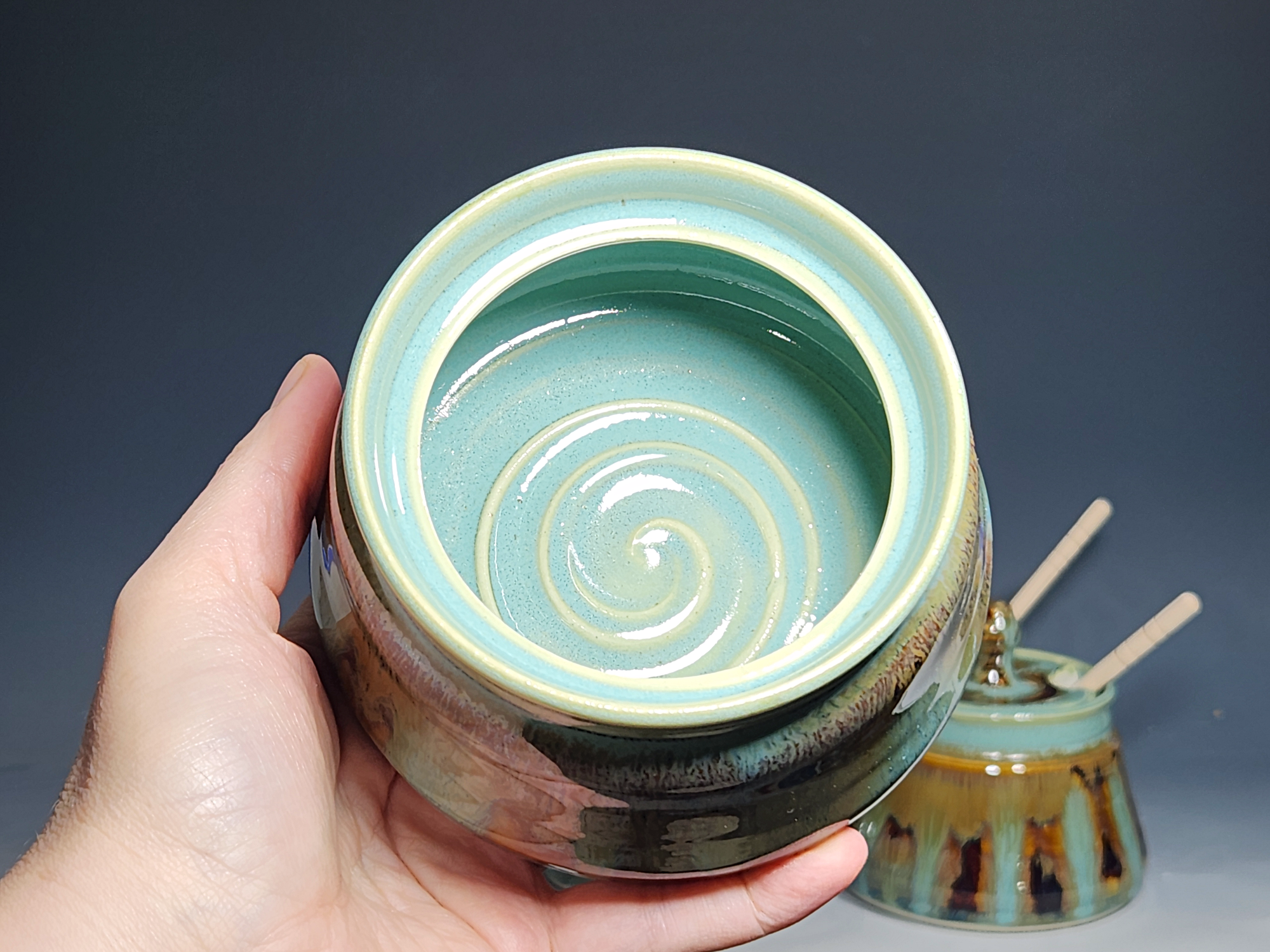 Handmade Pottery Lidded Honey Jar - Image 16