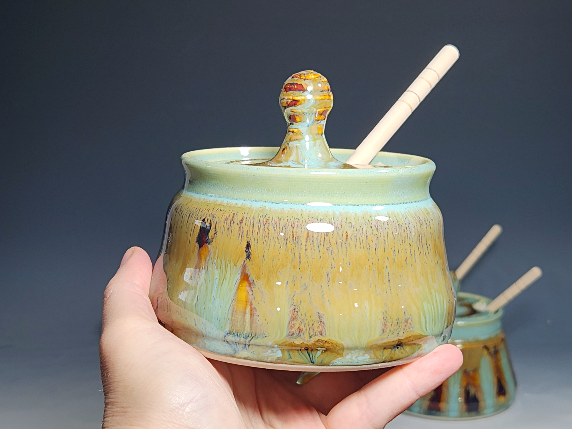 Handmade Pottery Lidded Honey Jar - Image 15