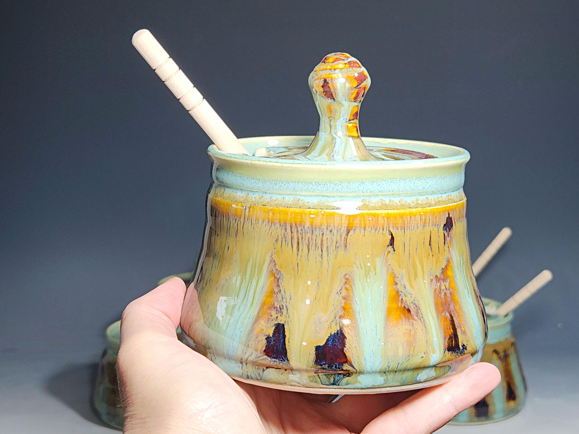 Handmade Pottery Lidded Honey Jar - Image 13