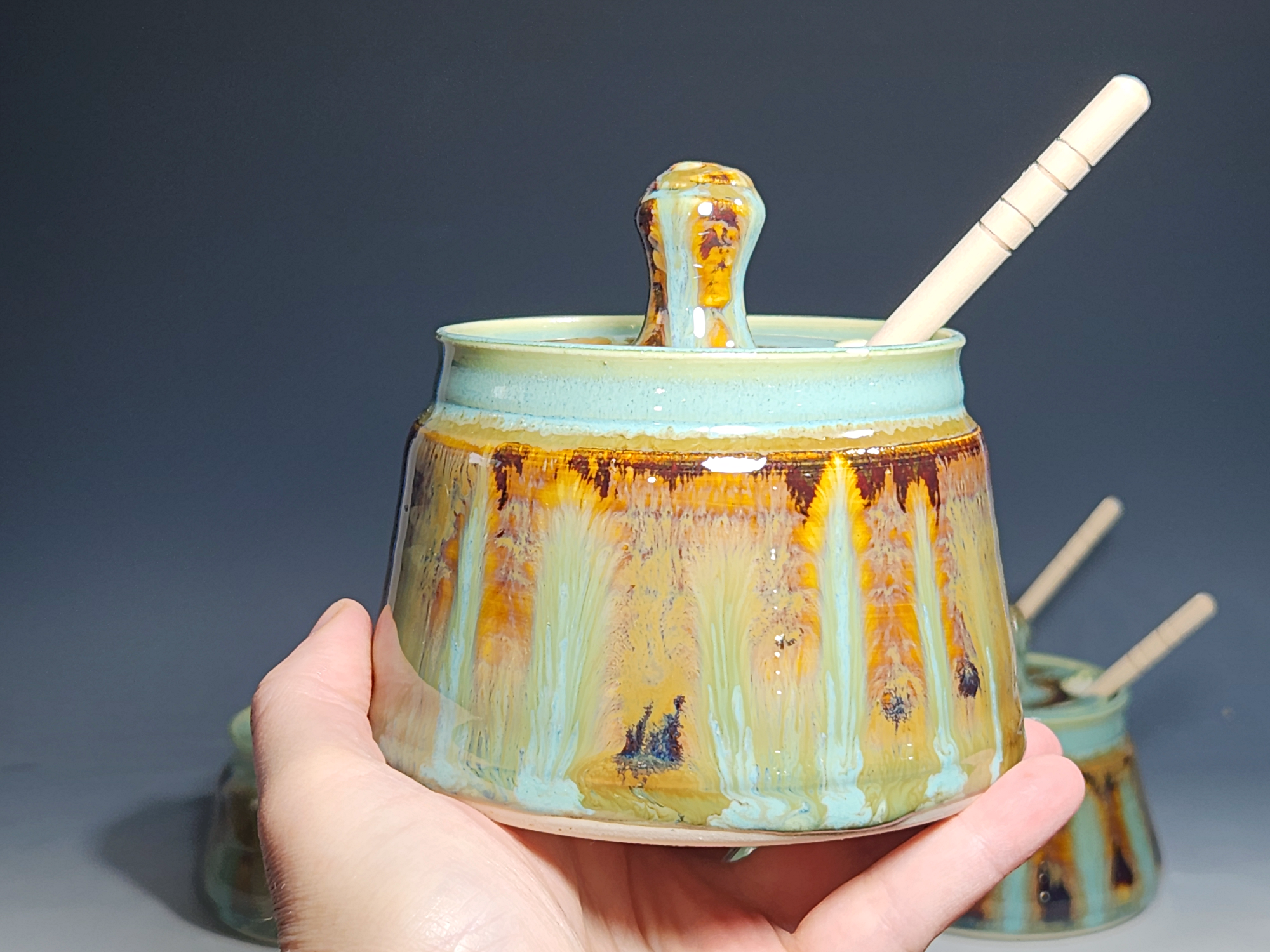 Handmade Pottery Lidded Honey Jar - Image 8