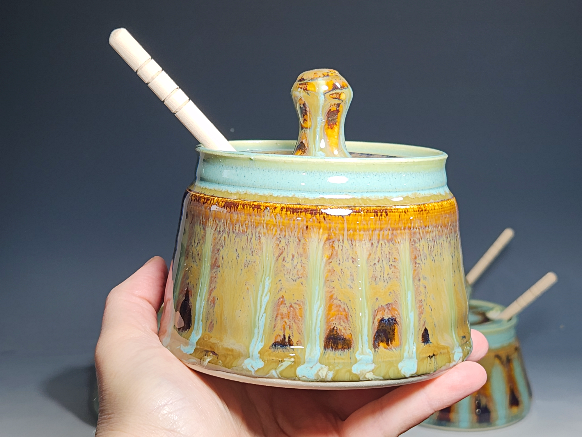 Handmade Pottery Lidded Honey Jar - Image 7