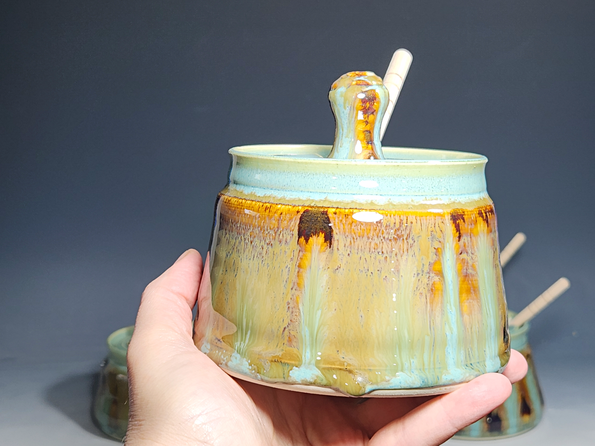 Handmade Pottery Lidded Honey Jar - Image 6