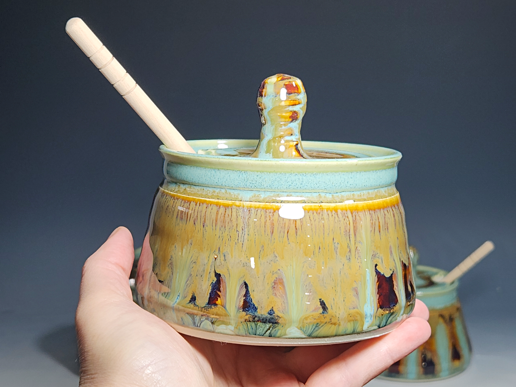 Handmade Pottery Lidded Honey Jar - Image 5