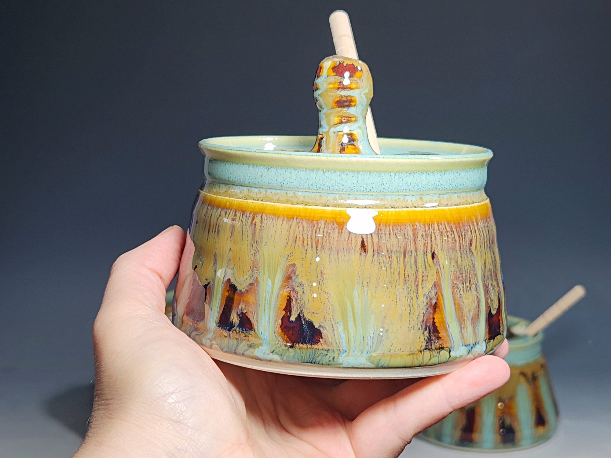 Handmade Pottery Lidded Honey Jar - Image 4