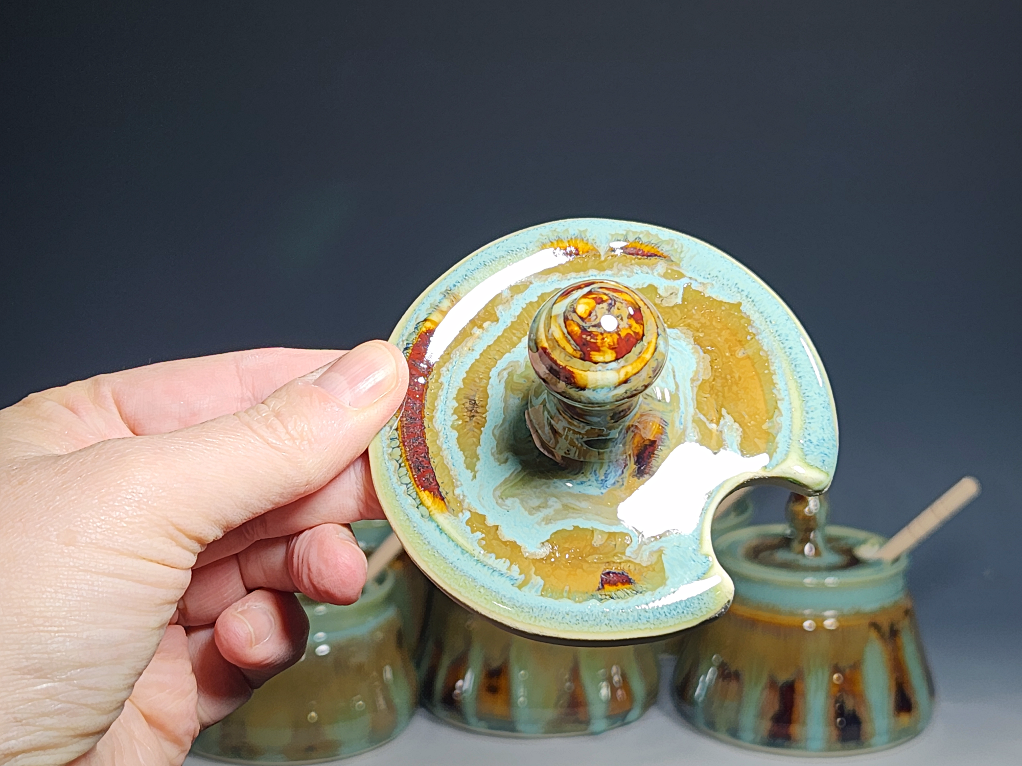 Handmade Pottery Lidded Honey Jar - Image 18