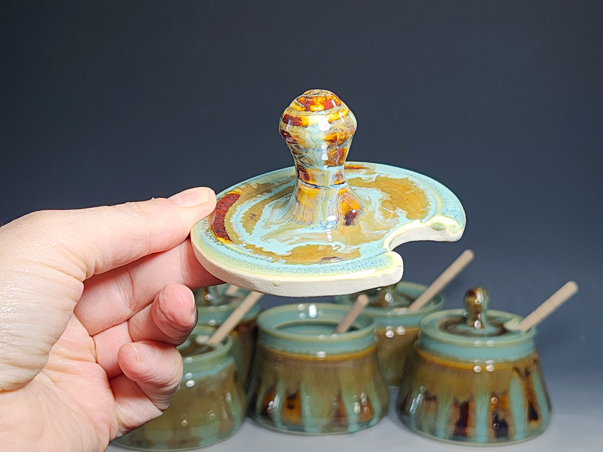 Handmade Pottery Lidded Honey Jar - Image 19