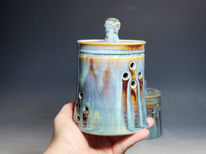 SECONDS SALE! Hand Thrown Ceramic Garlic Keeper, Handmade Pottery Kitchen Decor