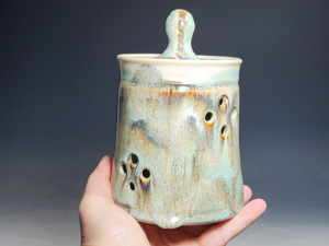 SECONDS SALE! Hand Thrown Ceramic Garlic Keeper, Handmade Pottery Kitchen Decor