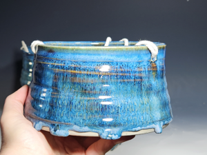 SECONDS SALE! Outdoor Hand-thrown Pottery Hanging Planter, With Drainage