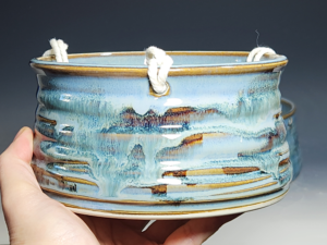 SECONDS SALE! Outdoor Hand-thrown Pottery Hanging Planter, With Drainage