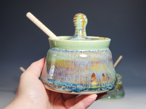 Handmade Pottery Lidded Honey Jar
