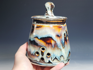 Hand Thrown Ceramic Garlic Keeper, Handmade Pottery Kitchen Decor