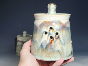 Hand Thrown Ceramic Garlic Keeper, Handmade Pottery Kitchen Decor