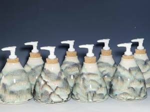 Hand Thrown Pottery Liquid Soap Dispenser, Handmade Bathroom Ceramic Soap Holder, Rustic Hand Soap Pump, Dish Soap, Each