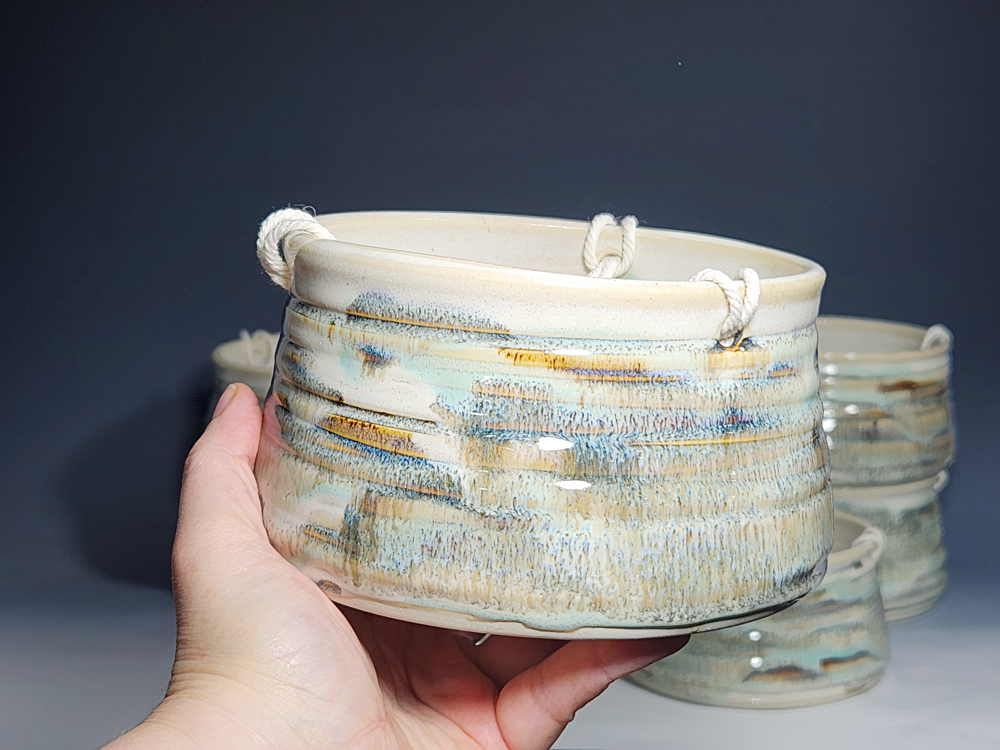 Hand-thrown Pottery Hanging Planter - Image 9