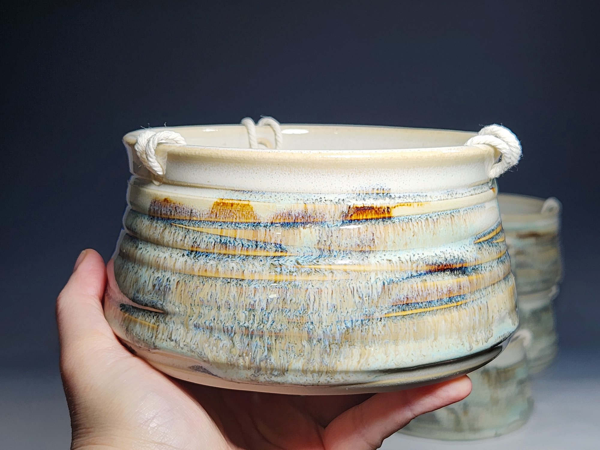 Hand-thrown Pottery Hanging Planter - Image 7