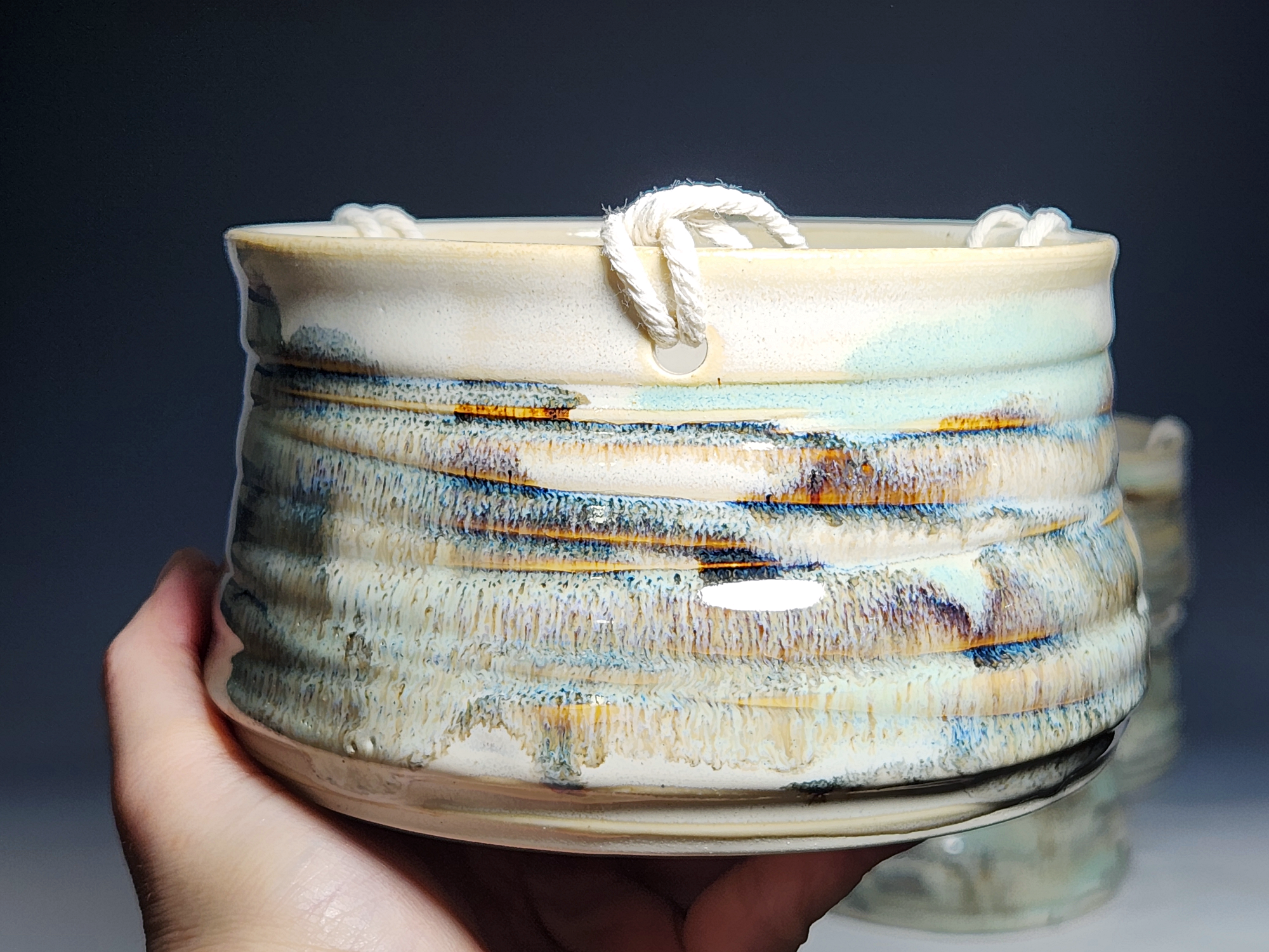 Hand-thrown Pottery Hanging Planter - Image 6