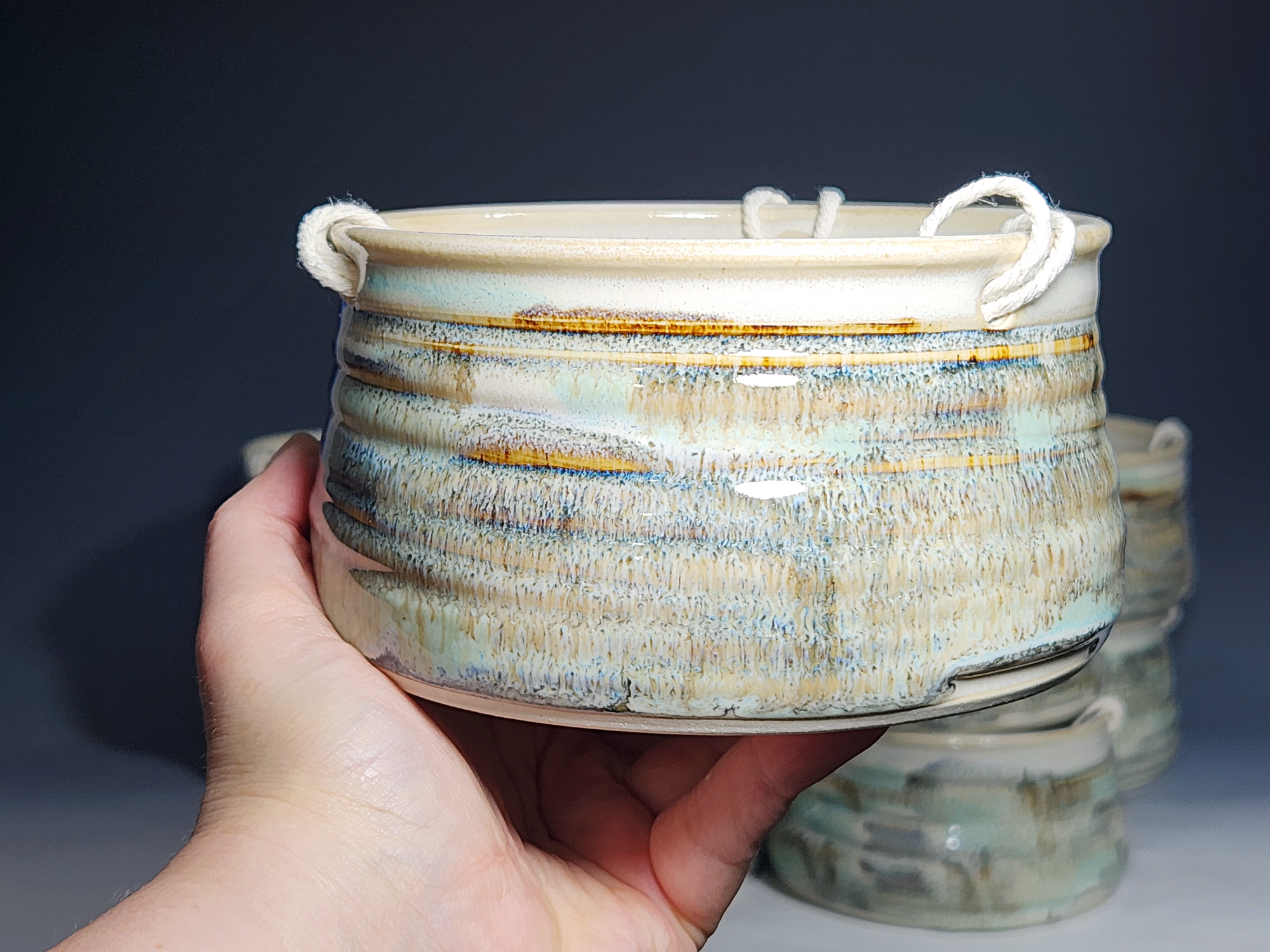 Hand-thrown Pottery Hanging Planter - Image 4