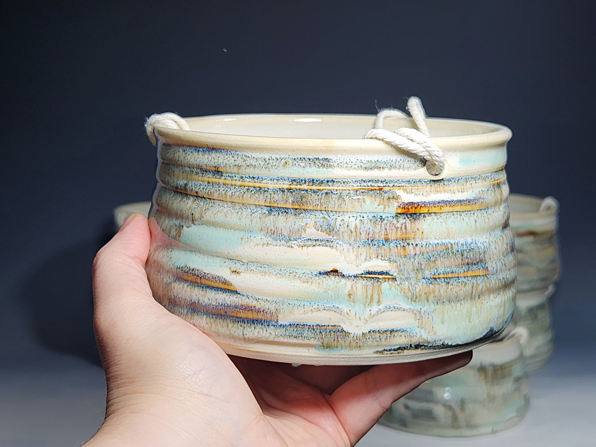 Hand-thrown Pottery Hanging Planter - Image 3