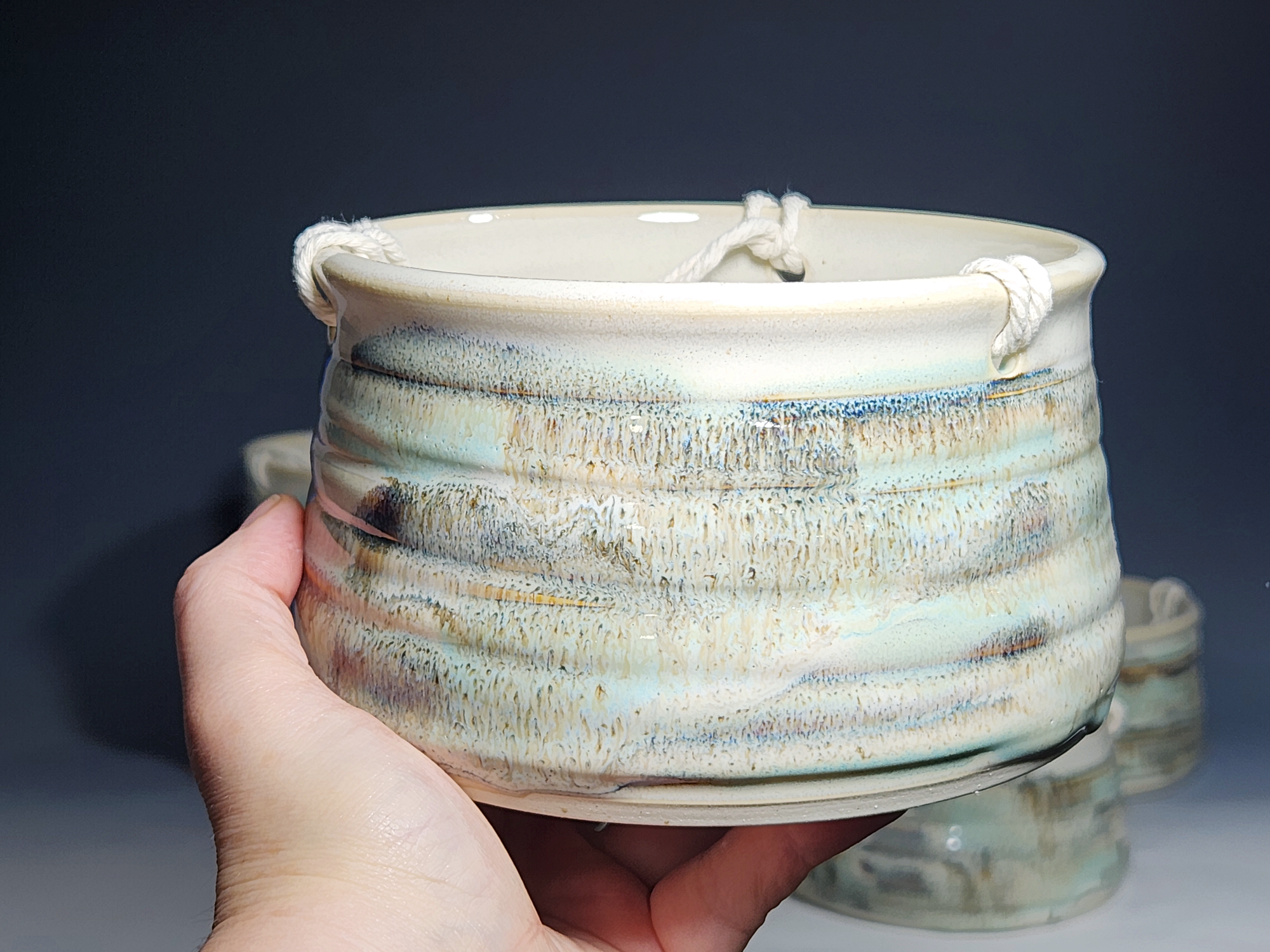 Hand-thrown Pottery Hanging Planter - Image 2