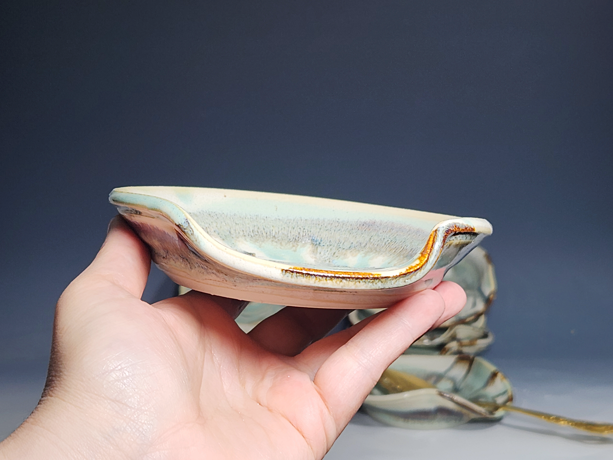 Hand Thrown Ceramic Spoon Rest, Handmade Spoon Holder, Ladle Rest, Tea Bag Holder, Coffee Spoonrest, Rustic, Each - Image 14