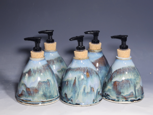Hand Thrown Pottery Liquid Soap Dispenser, Handmade Bathroom Ceramic Soap Holder, Rustic Hand Soap Pump, Dish Soap, Each
