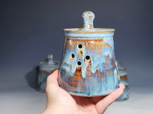 Hand Thrown Ceramic Garlic Keeper, Handmade Pottery Kitchen Decor