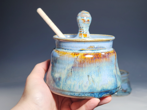 Hand-thrown Pottery Lidded Honey Jar