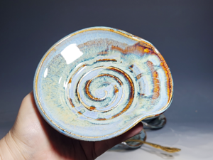 Hand Thrown Ceramic Spoon Rest, Each