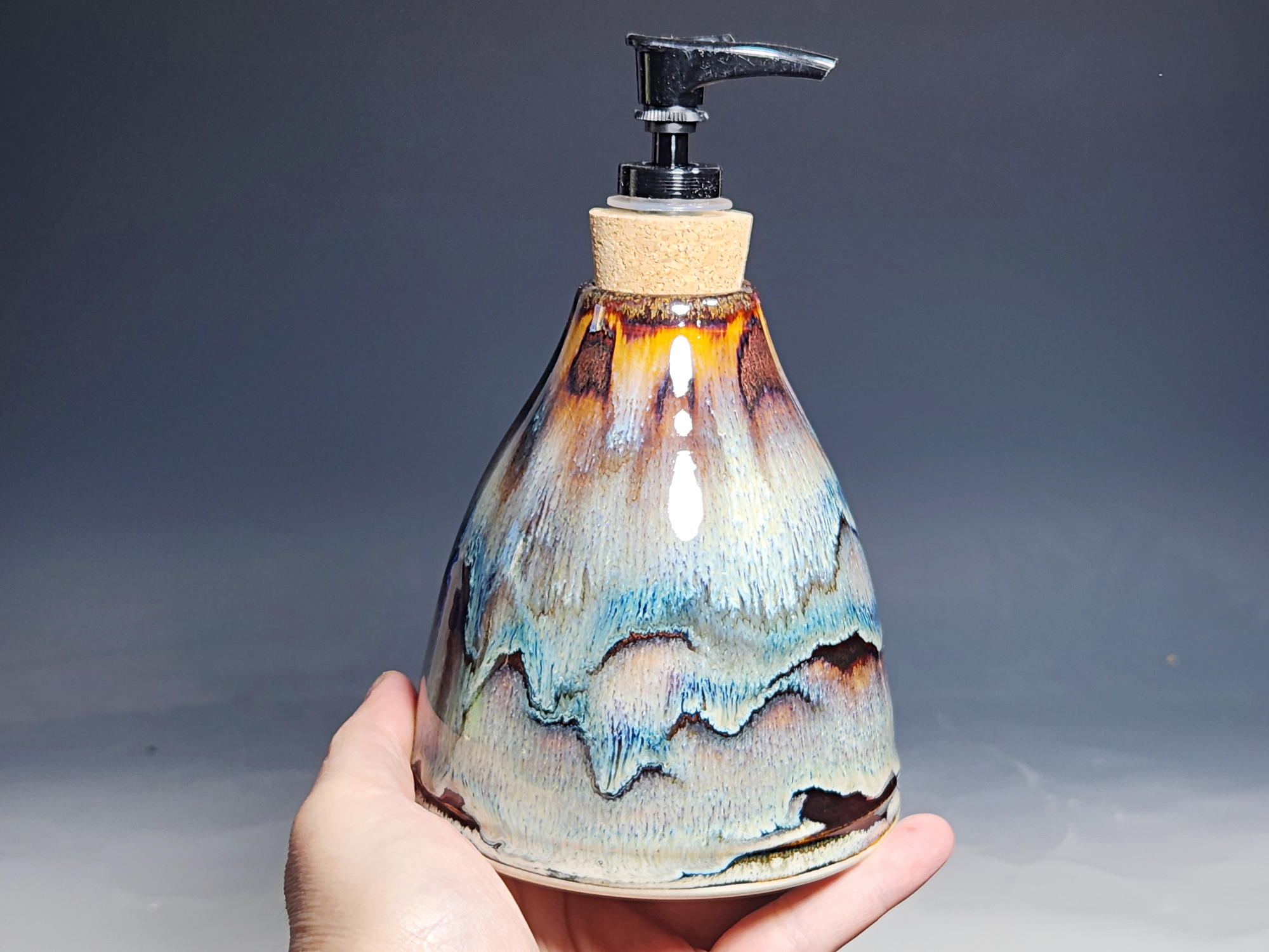 Hand Thrown Pottery Liquid Soap Dispenser, Handmade Bathroom Ceramic Soap Holder, Rustic Hand Soap Pump, Dish Soap, Each - Image 5
